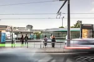 Tramway en mouvement